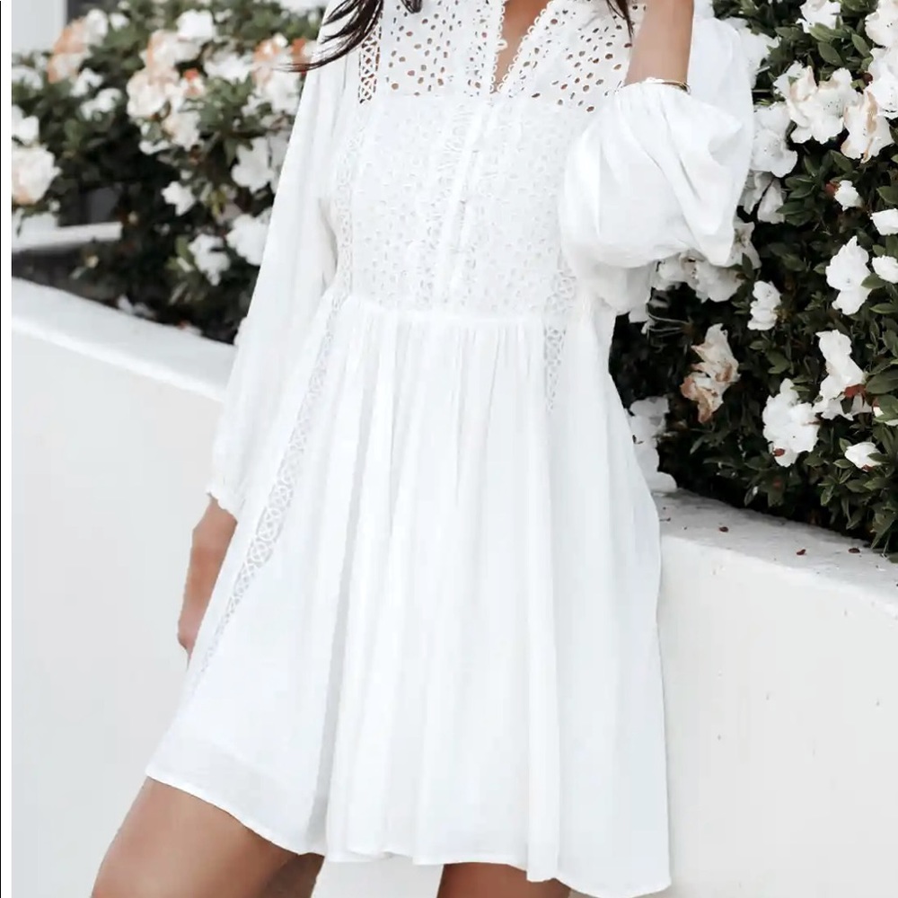 Eyelet/crochet babydoll boho dress